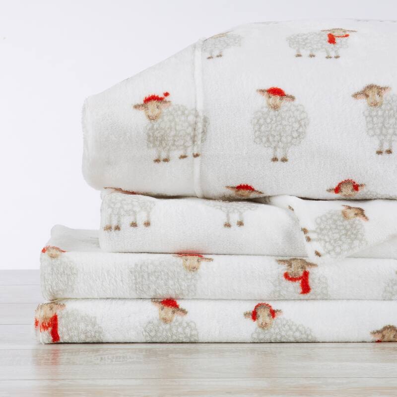 Rustic Lodge Velvet Plush 4-Piece Sheet Set
