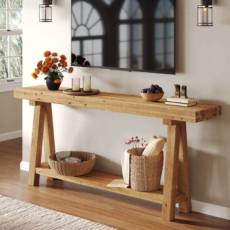 71-Inch TV Stand for 75-Inch TVs, Farmhouse TV Console - Brown