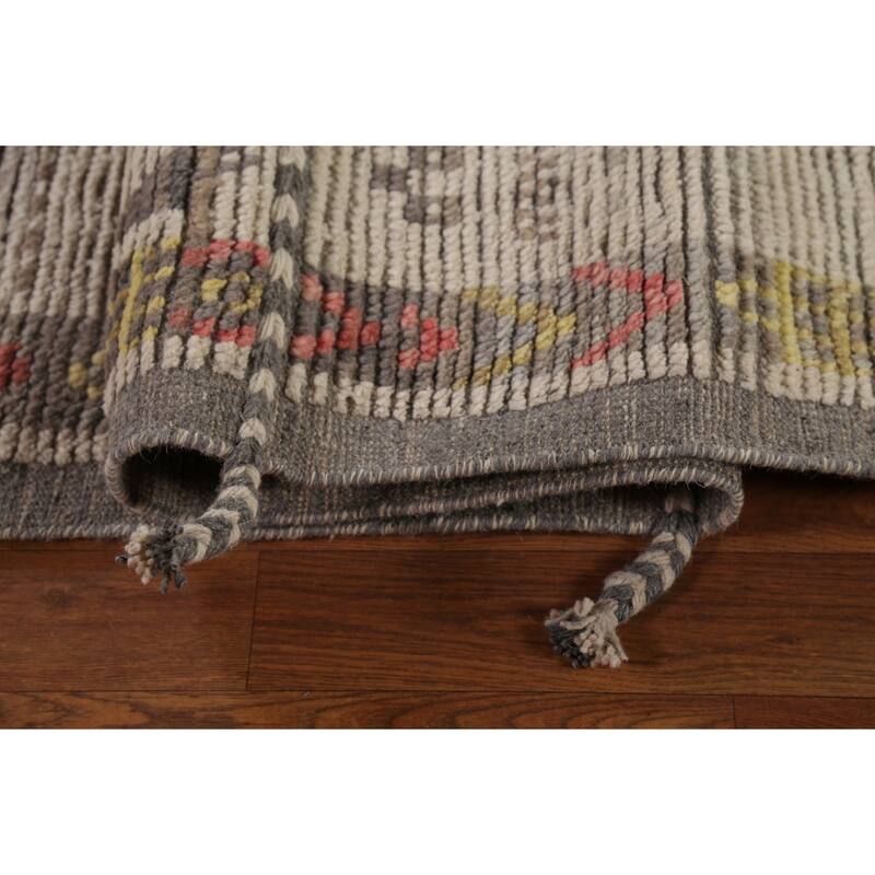 Geometric Moroccan Large Area Rug Hand-Knotted Wool Carpet - 9'11"x 14'10"