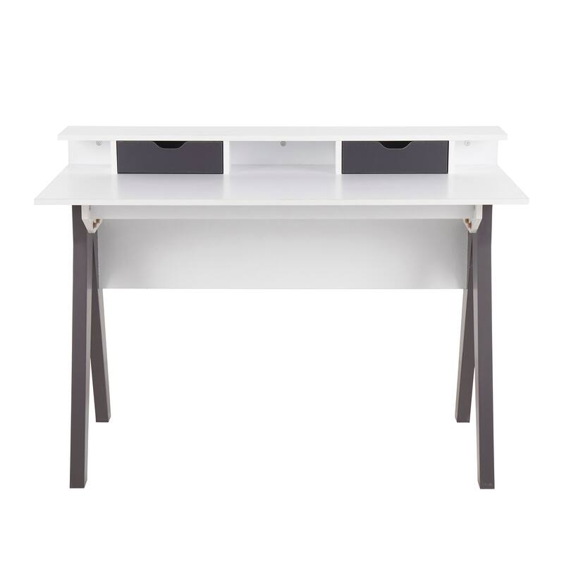 Porch & Den Harney Office Desk - White Wood/Grey Wood