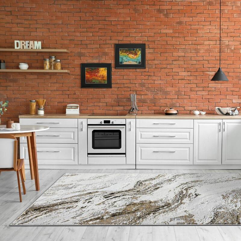 Luxe Weavers Modern Abstract Swirl Metallic Indoor Area Rug