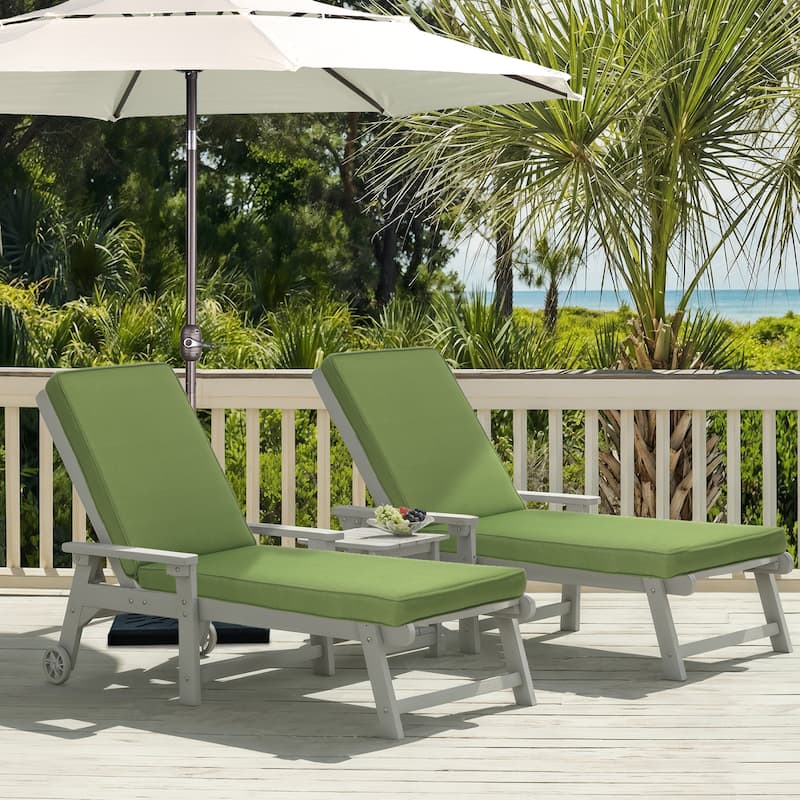 Aoodor Patio Chaise Lounger Cushions Set of 2, Olefin Fabric, Water-Resistant, 72x21x3 Inches(Only Cushions)