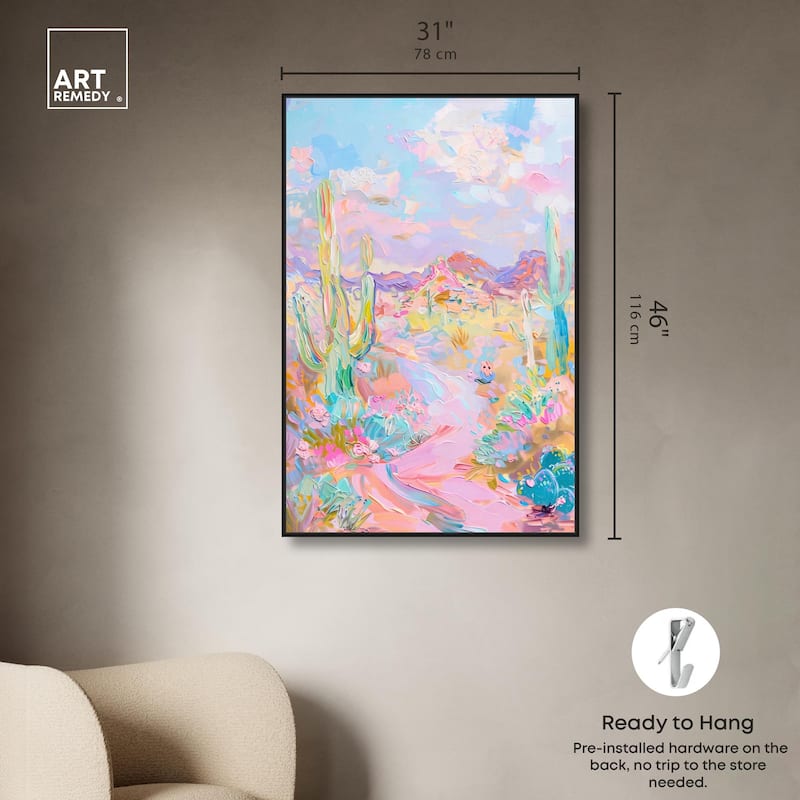 Pink and Teal Landscape Canvas by Art Remedy
