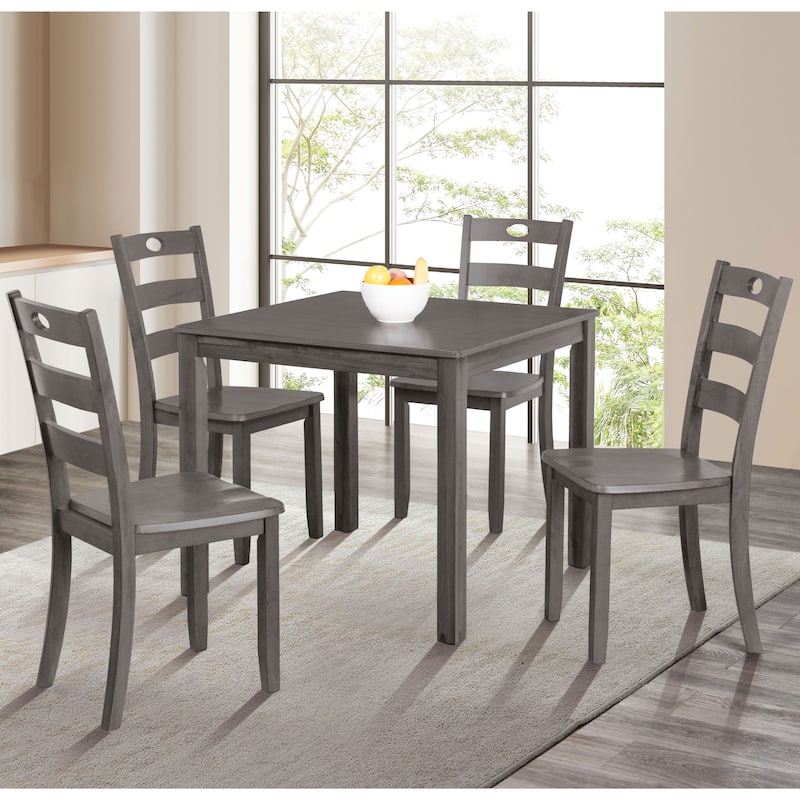 Furniture of America Cordelia Traditional Wood 5-Piece Dining Table Set - Standard Height - Grey