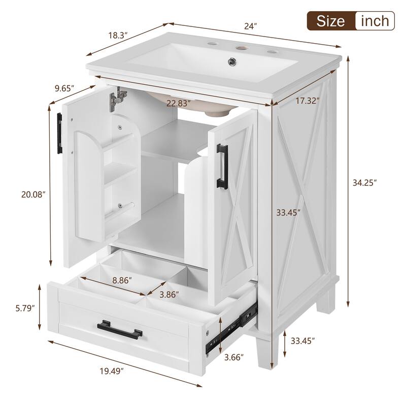 24-inch Bathroom Vanity with Single Sink