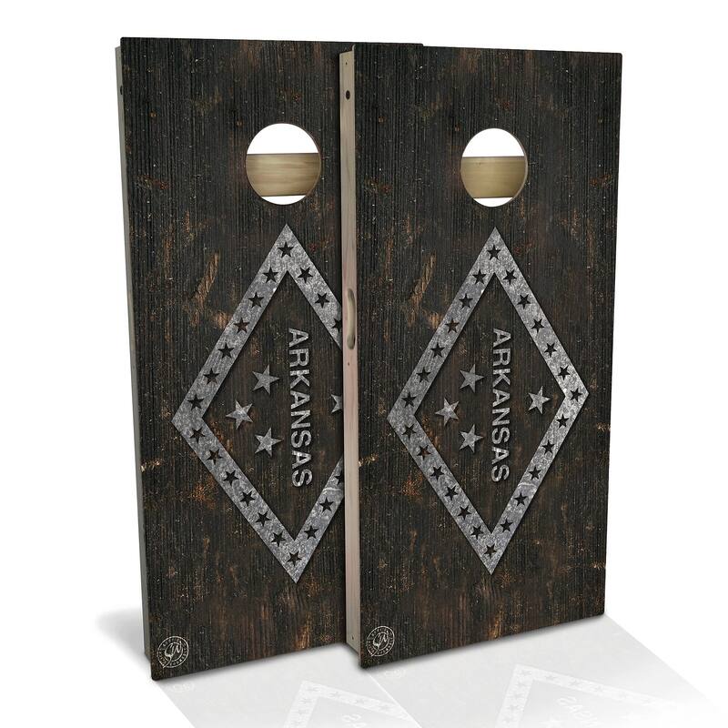 Arkansas Flag Rustic Outdoor Cornhole Board Set