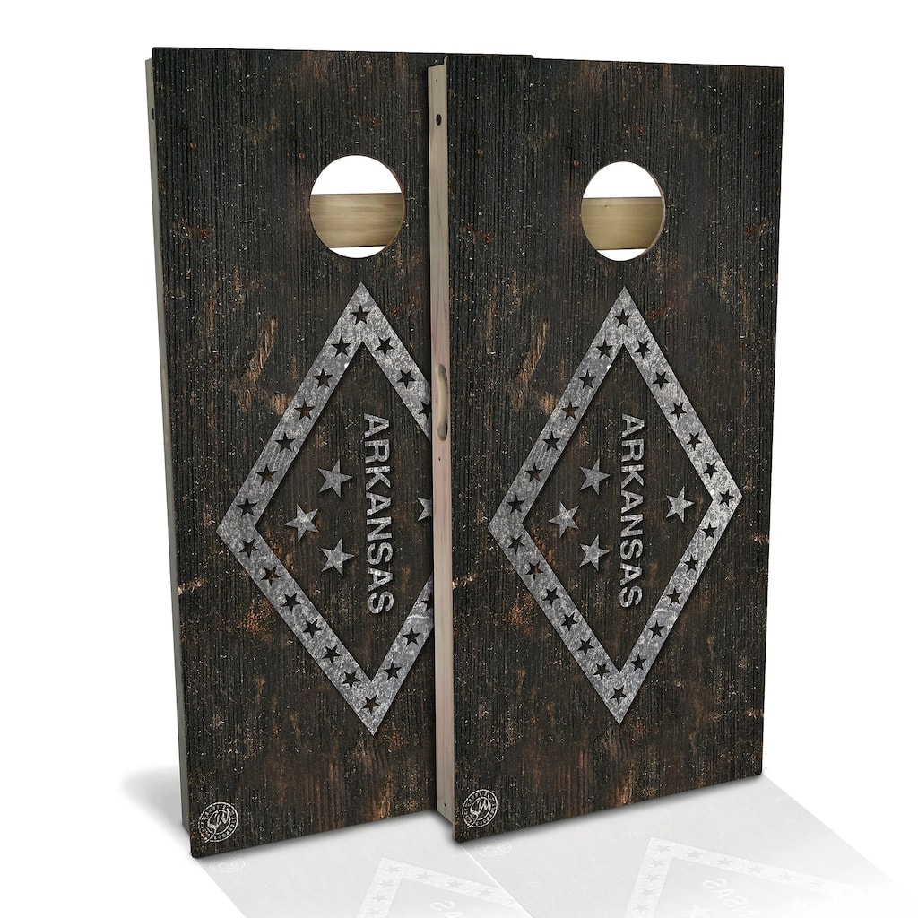 Arkansas Flag Rustic Outdoor Cornhole Board Set