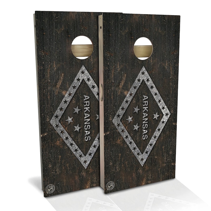 Arkansas Flag Rustic Outdoor Cornhole Board Set - Premium 2x4 - NO Accessories