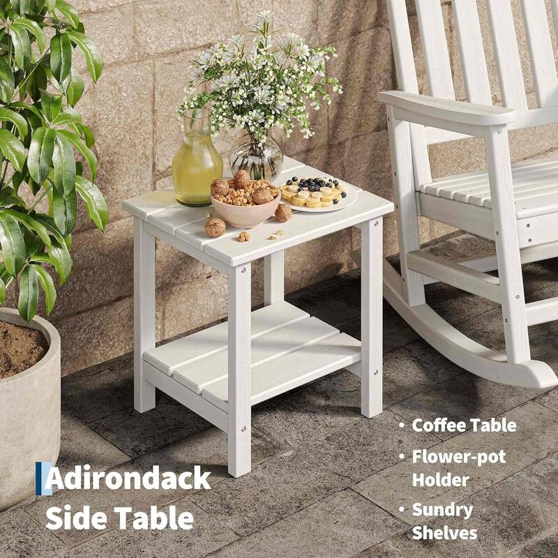 2-Piece HDPE Rocking Chair Set with Table All-Weather High-Back Porch Rockers for Adults Black