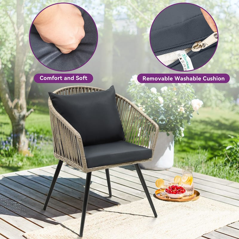 Moasis Wicker Bistro Set Outdoor Furniture - 3 Pcs