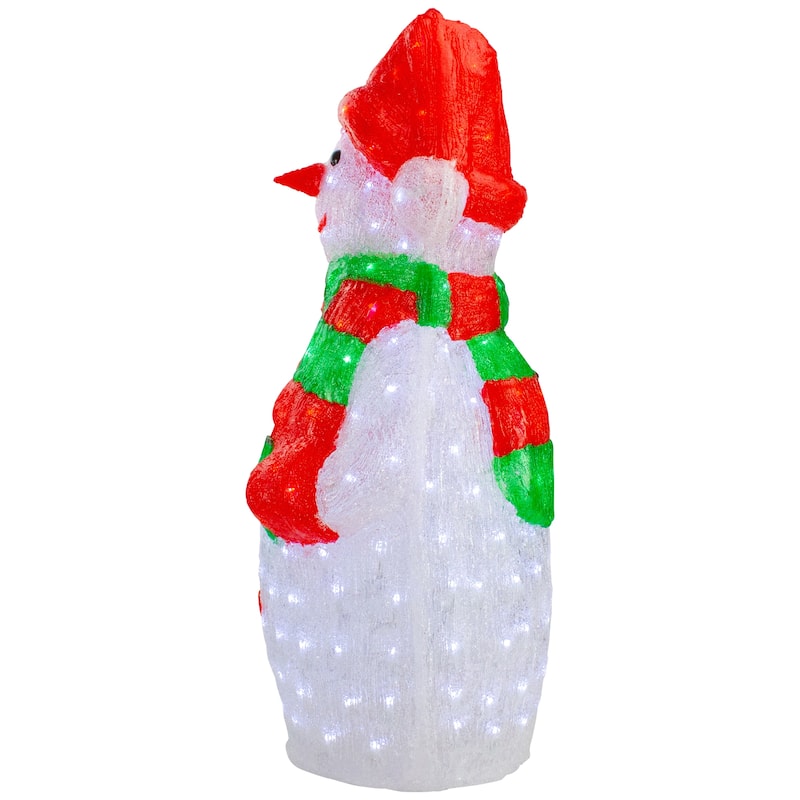34" Lighted Commercial Grade Acrylic Snowman Christmas Display Decoration