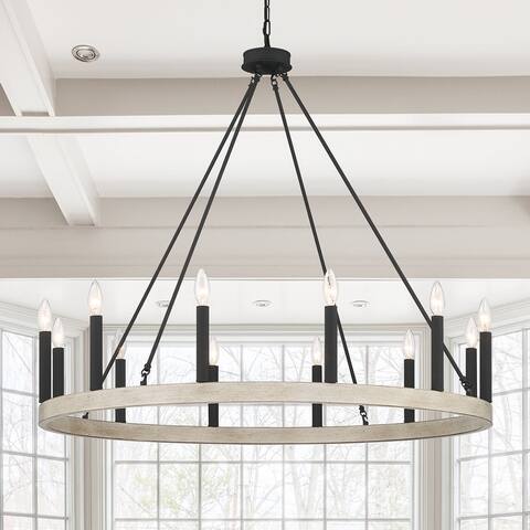 Acroma 12 Light 40 In Modern Farmhouse Wagon Wheel Chandelier-UL