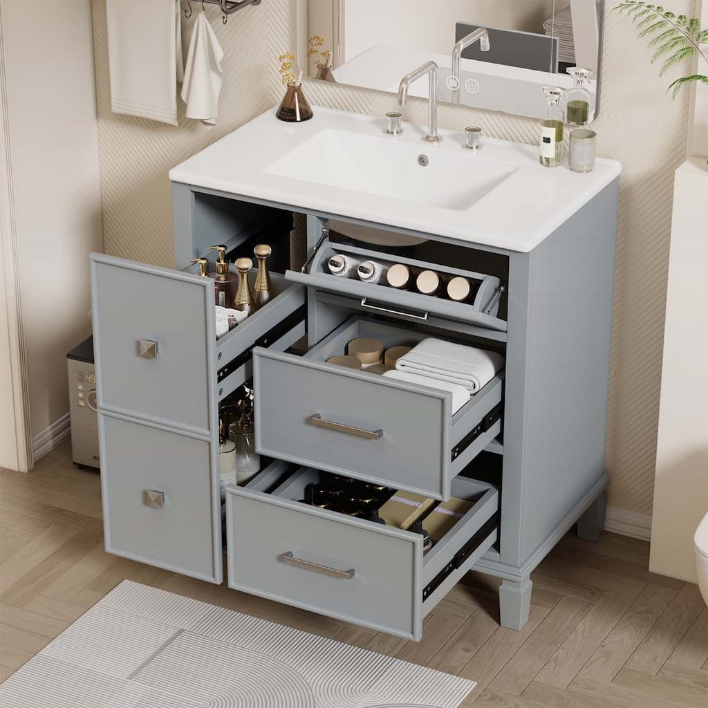 30 Inch Bathroom Vanity with Ceramic Sink