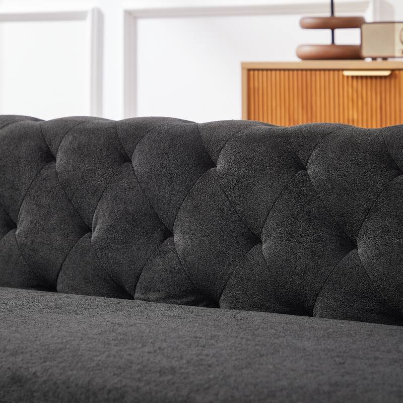 126" Chenille U-Shaped Sectional Sofa with Dual Chaise Lounges and 2 Pillows