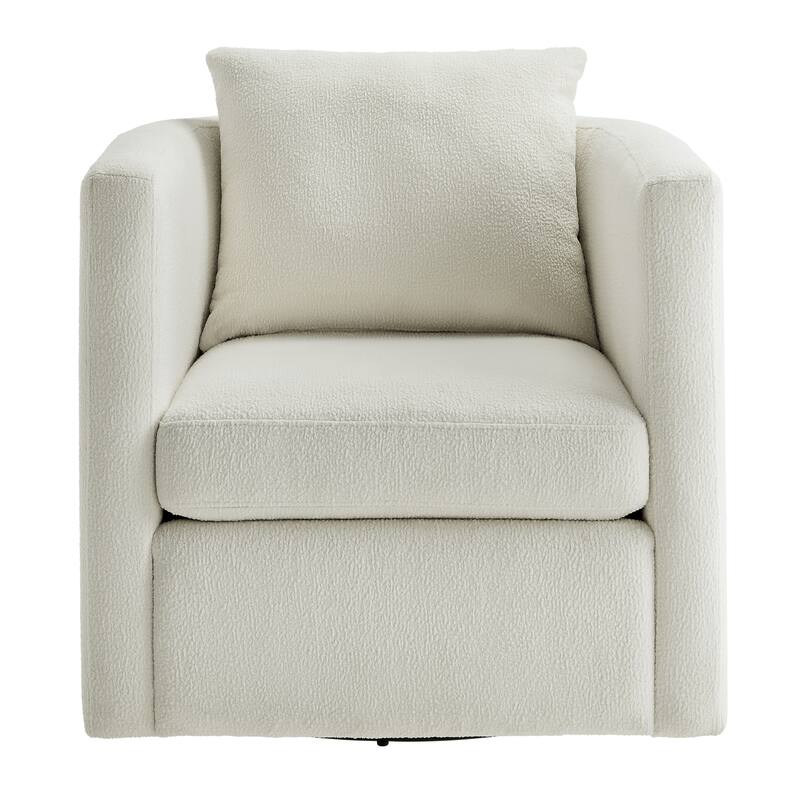 Sutton Ivory Performance Fabric Swivel Barrel Chair