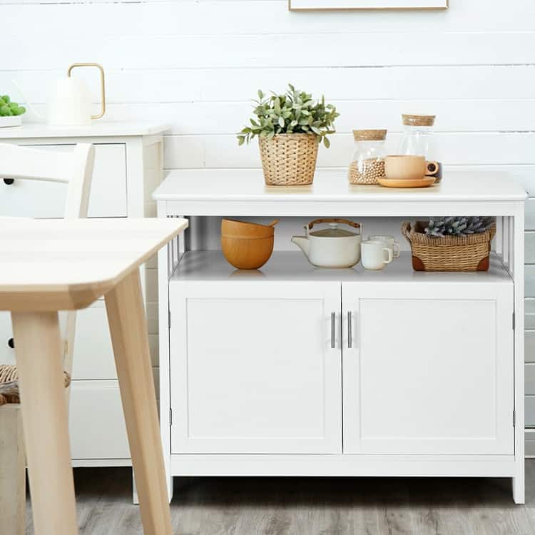 Kitchen Buffet Server Sideboard Storage Cabinet with 2 Doors and Shelf - 40" x 16" x 34" (L x W x H)