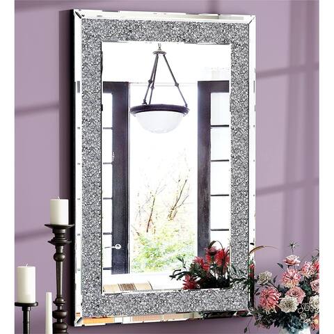 Sparkly Crystal Wall Mirror Silver Living Room Decor - 35.4"X23.6"