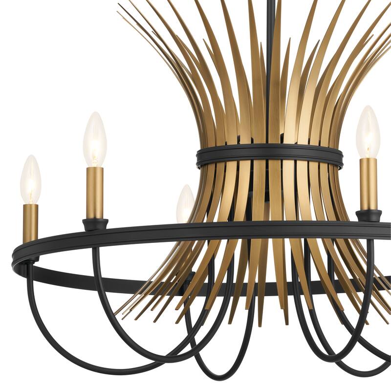 Kichler Lighting Baile 29 inch 6-Light Chandelier Natural Brass and Black