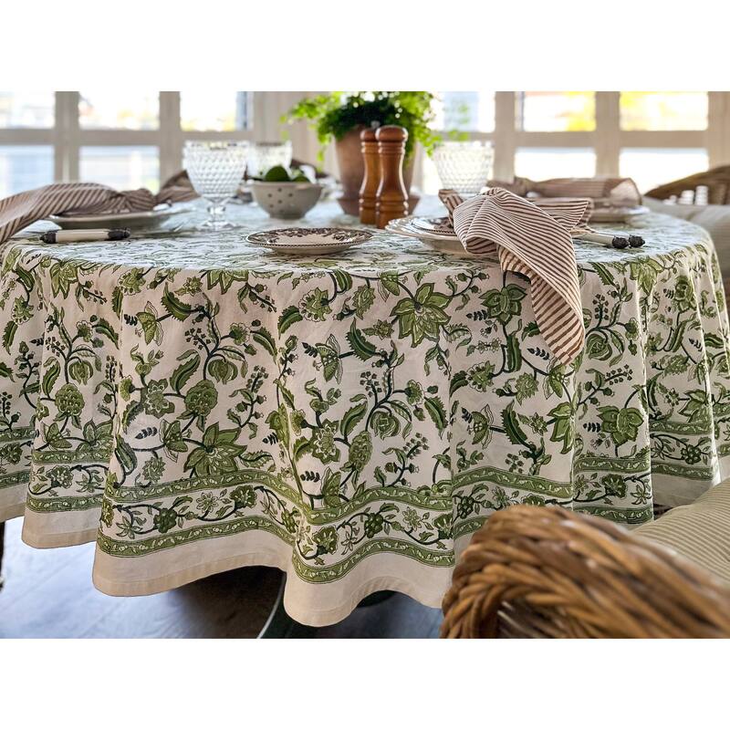 Green Chintz Round Tablecloth