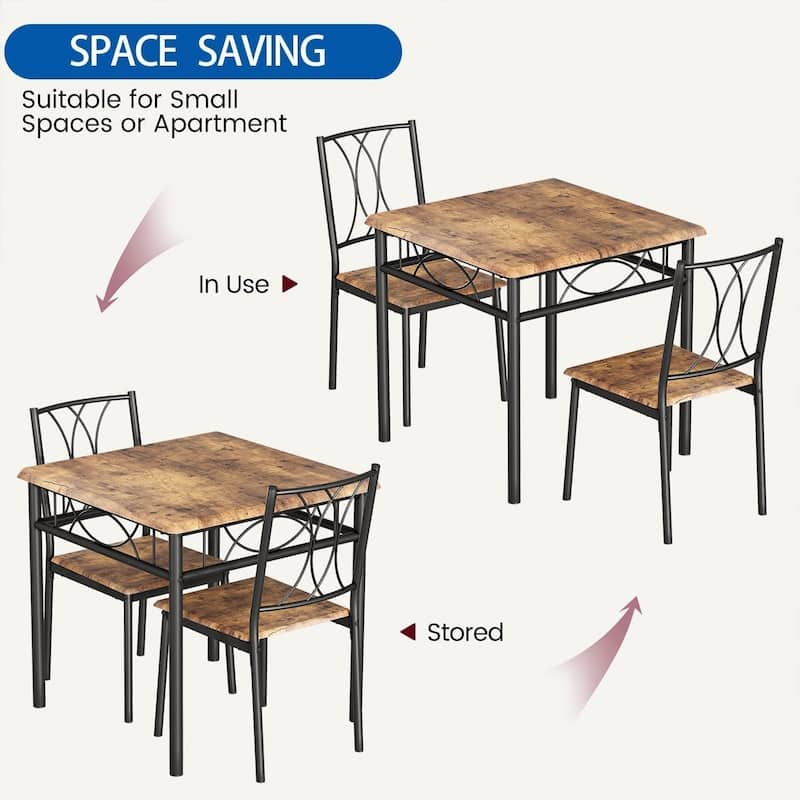Dining Table and Upholstered Chairs Set 2, Metal Frame Compact Dining