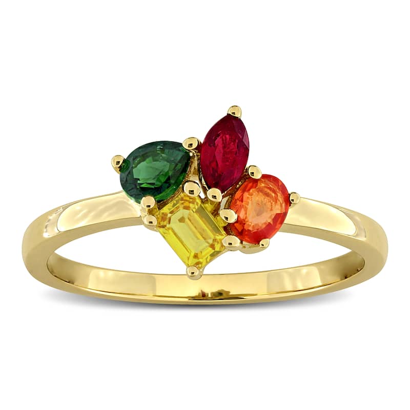 Miadora Multi-Gem Cluster Ring Sterling Silver