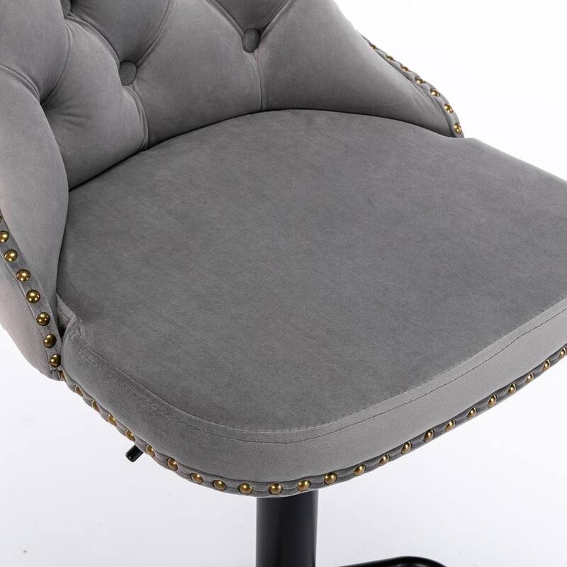 Bar stools with Backs Luxurious Velvet Swivel - Adjustable Height, Set of 2