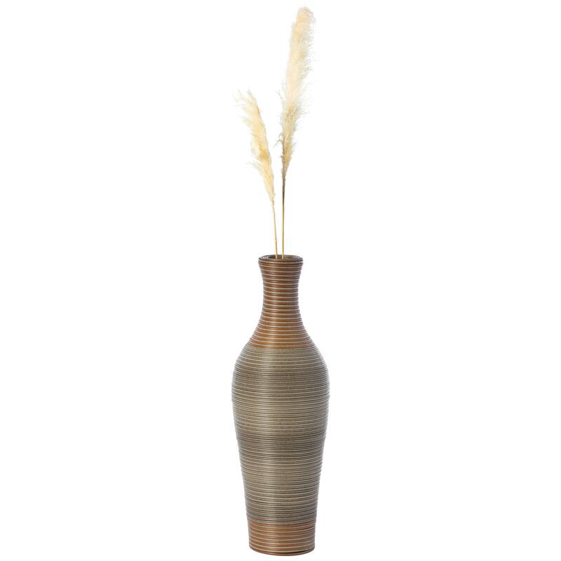 27-inch Tall Standing Designer Floor Vase - Durable Artificial Rattan - Elegant Two-Tone Brown Finish - Ideal Decor Accent - 27 - 27