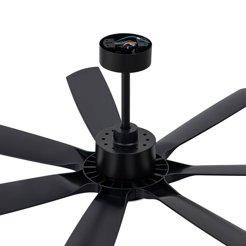 60" Mattle Black ABS 7-Blade LED Ceiling Fan with Light and Remote