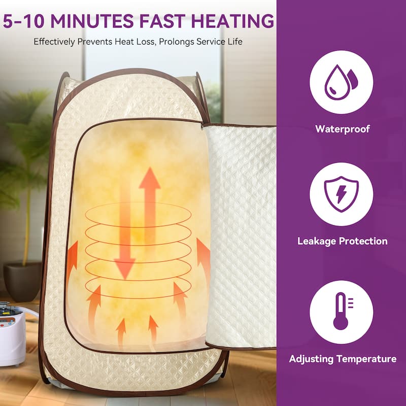 Portable Sauna Box Sauna Room Personal Folding Home Sauna Indoor Stamer Generator 3L 1000W with Chair Remote Control - 3L 1000W
