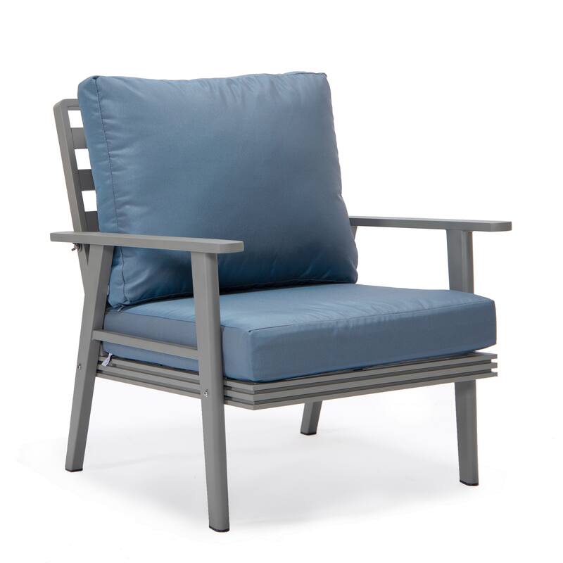 Walbrooke Modern 5-Piece Outdoor Aluminum Frame Patio Furniture Set with Propane Fire Pit Table