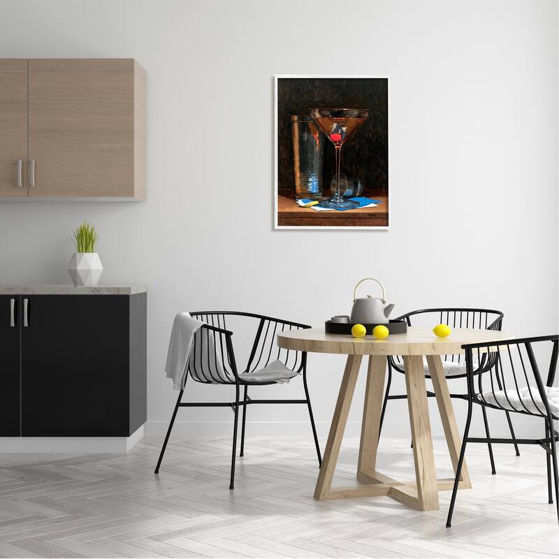 Stupell Martini Glass Drink Mixer Detailed Still Life Framed Wall Art - Brown