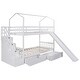 preview thumbnail 8 of 7, Twin over Twin House Bunk Bed with Storage Staircase, Two Drawers and Slide