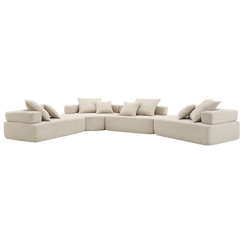 156" Boucle U-Shaped Modular Sectional Sofa, 8 Pillows