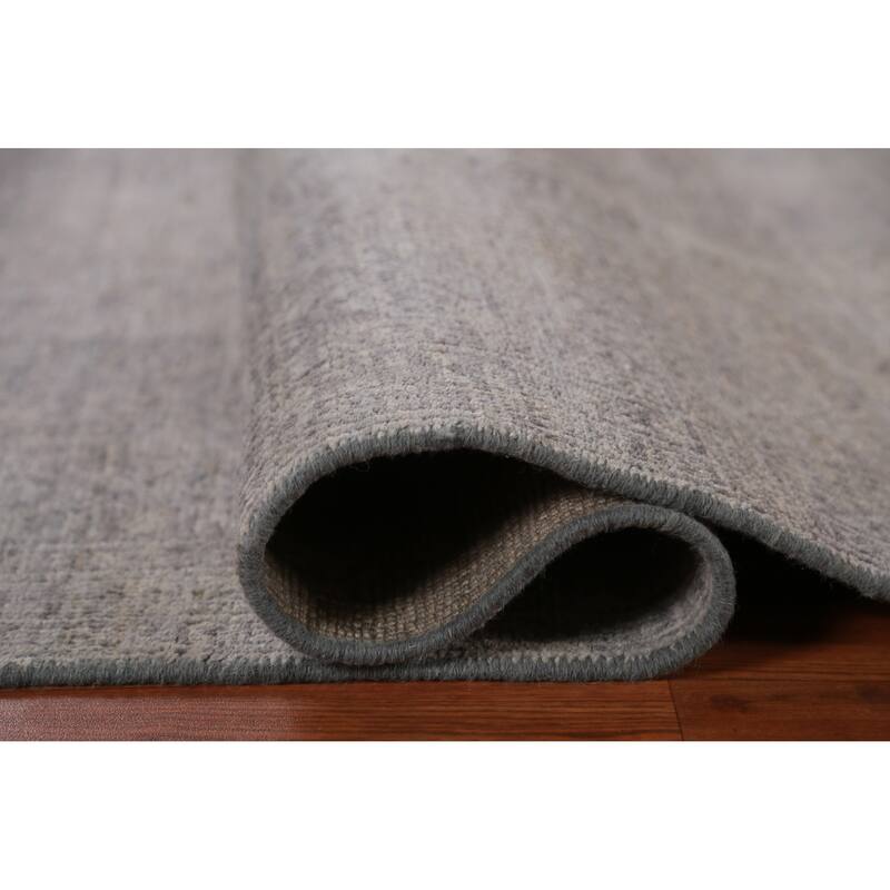 Hand Knotted Oriental 100% Wool Carpet Transitional All-Over Greys & Charcoal Oushak Area Rug - 8' 10'' X 6' 1''