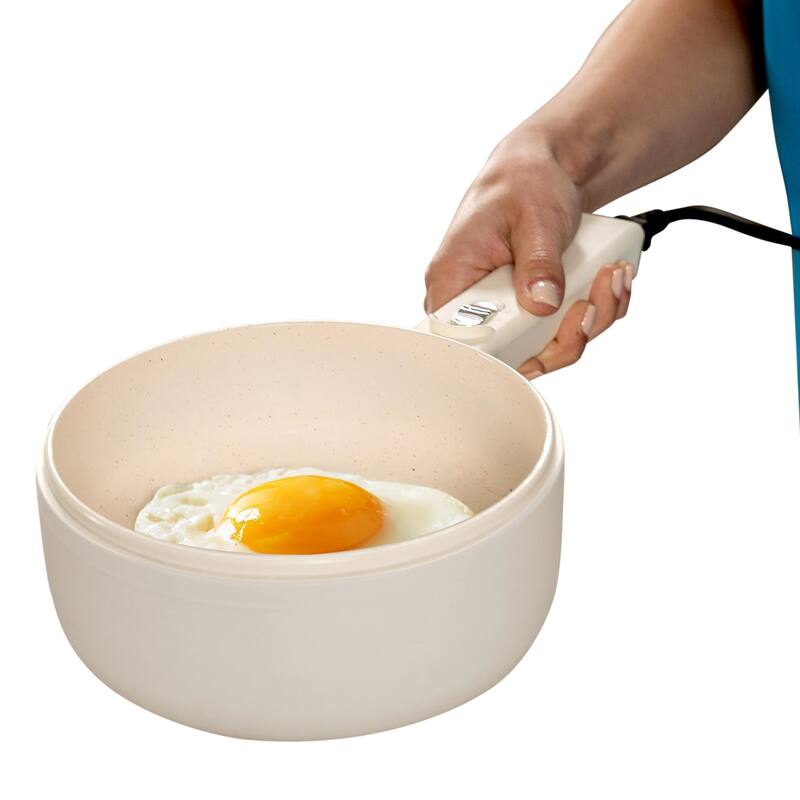 Ceramax Electric Hot Pot Nonstick Skillet Pan Mini Cooker with Steamer and Lid