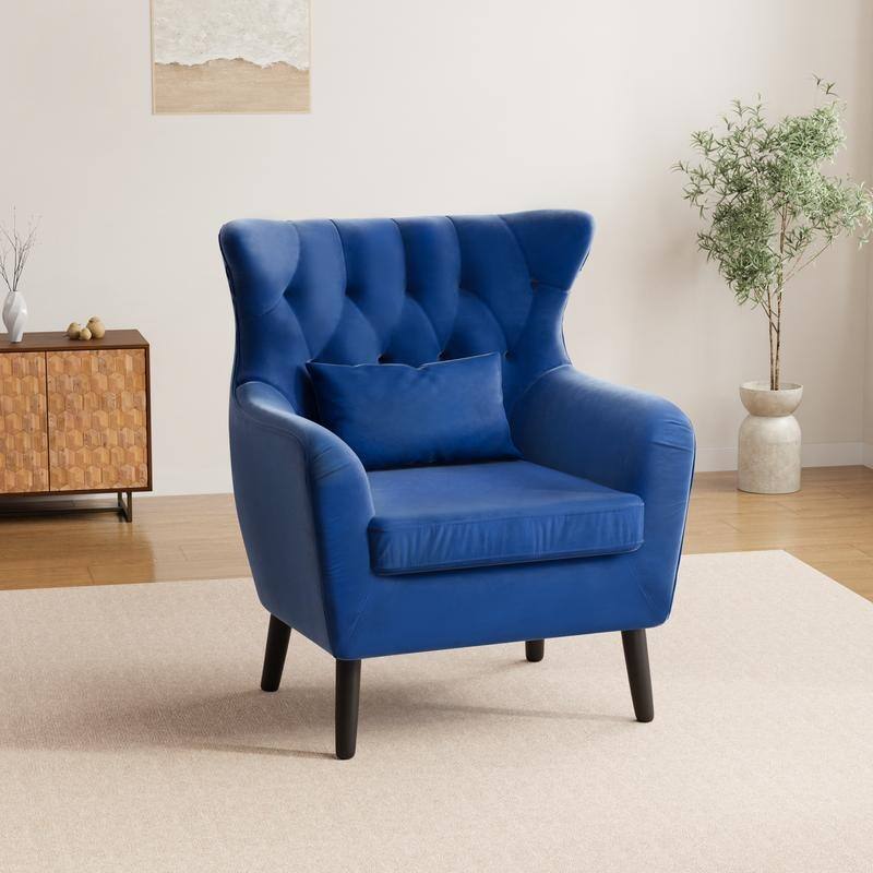 Tuft Velvet Living Room Thick Cushion Accent Chair (Set of 2)