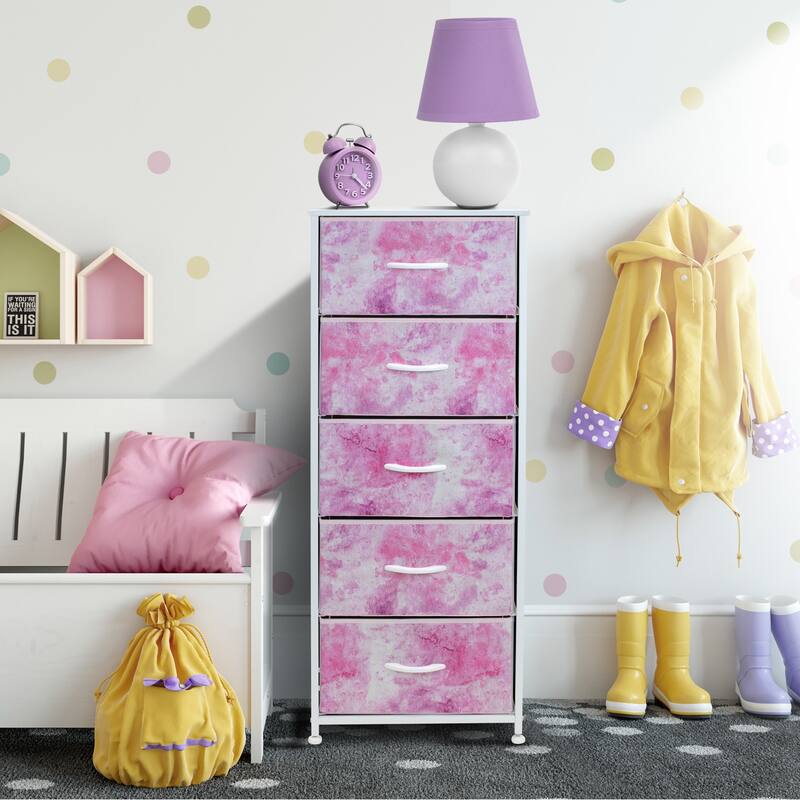 Dresser w/ 5 Drawers Furniture Tall Storage Organizer Unit for Bedroom