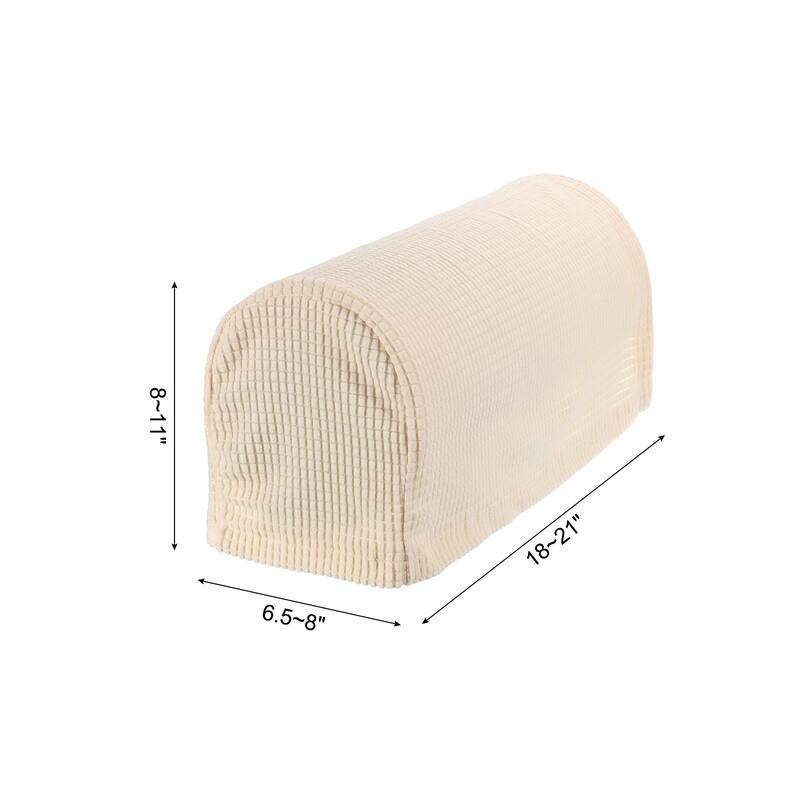 Stretch Armrest Cover Armchair Anti-Slip for Sofa Couch w/Twist Pins - Ivory-White - Ivory-White