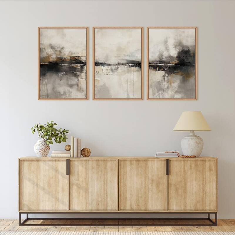 Abstract Gray Wall Decor,Minimalist Beige Wall Painting