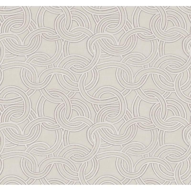 Seabrook Designs Janina Chain Geometric Unpasted Wallpaper - 27 in. W x 27 ft. L - Metallic Neutral & Lavender Haze