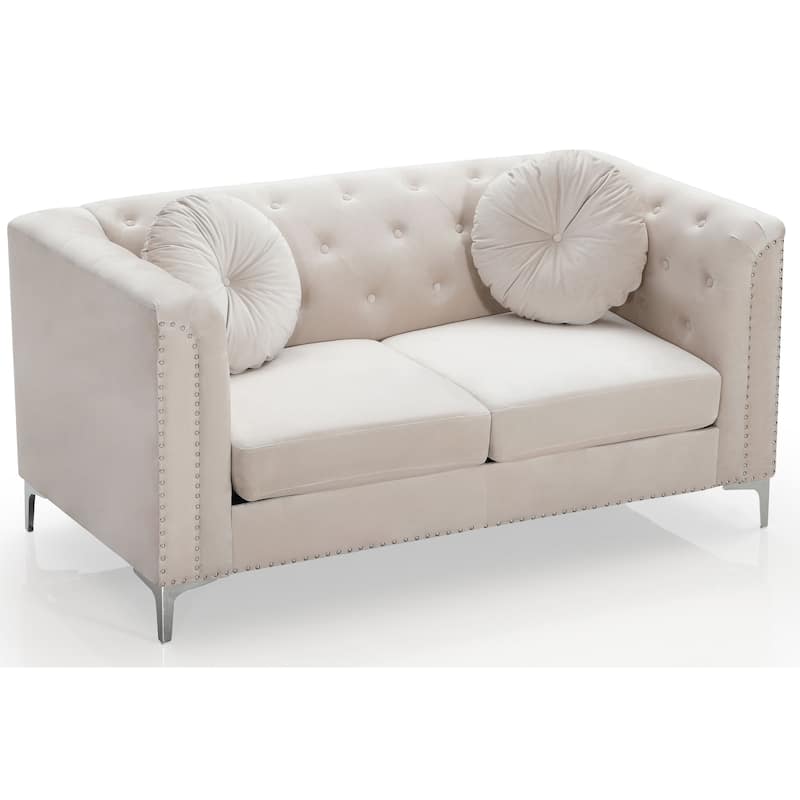 Pompano Velvet Button Tufted Loveseat