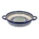 preview thumbnail 11 of 13, Blue Rose Polish Pottery 152 Vena Small Round Baker with Handles Reindeer Delight