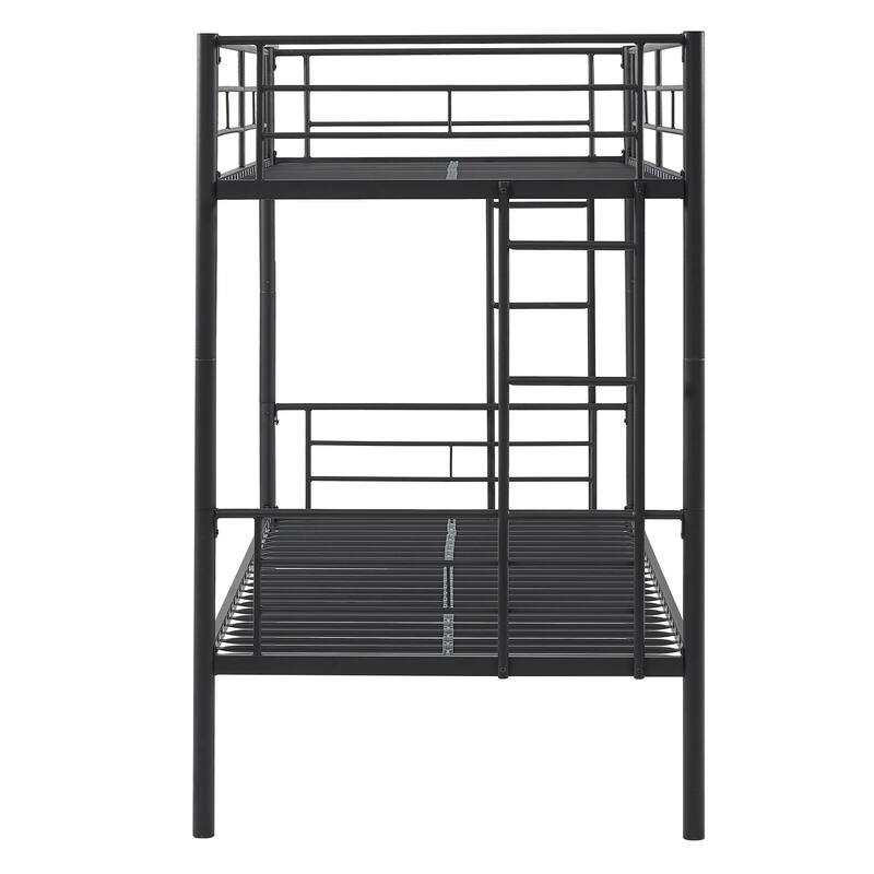 VECELO Twin Over Twin Metal Bunk Bed Frame for Kids Teens, Heavy Duty Noise-Free Platform Bed, Storage Space