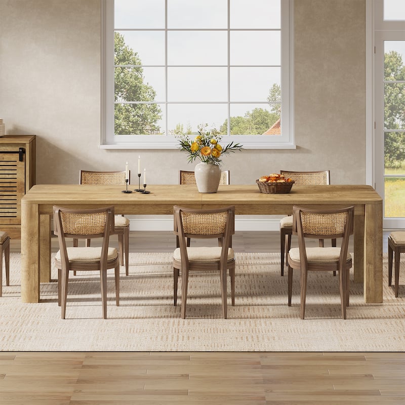 78.7-Inch Long Dining Table for 6-8, Farmhouse & Rounded Edges