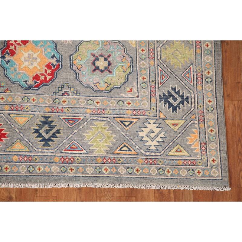 All-Over Kazak Area Rug Hand-Knotted Wool Carpet - 6'9" x 9'8"