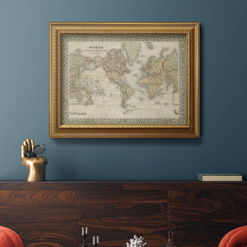 Mitchell's World Map Premium Framed Canvas- Ready to Hang