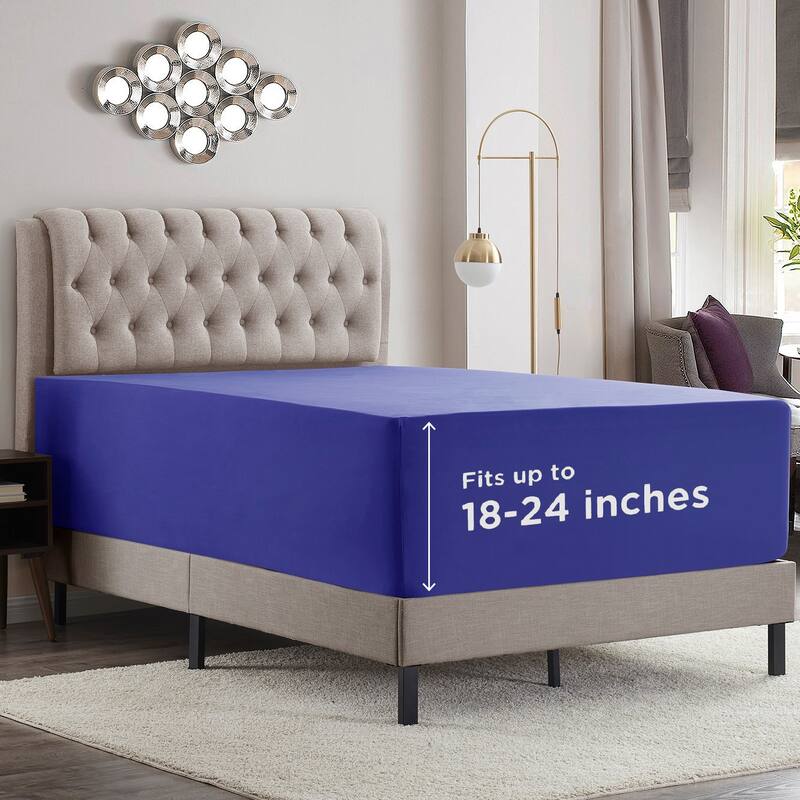 Empyrean Bedding Extra Deep Pocket Microfiber Fitted Sheet Set - Royal Blue - California King