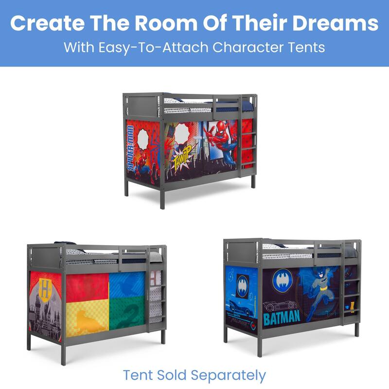 Convertible Twin Over Twin Wood Bunk Bed With Ladder And Guardrails
