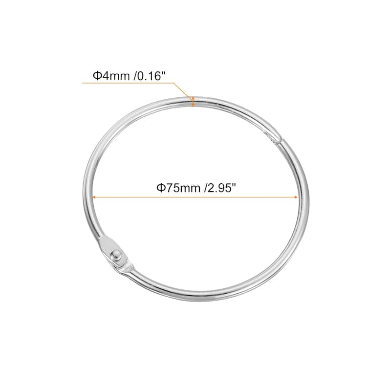 Shower Curtain Rings, 20pcs - Loose Leaf Binder Rings - Silver - 3 Inch
