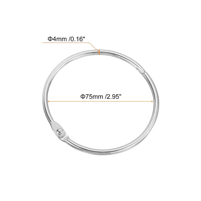 Shower Curtain Rings,15pcs Loose Leaf Binder Rings - Silver - 3 Inch